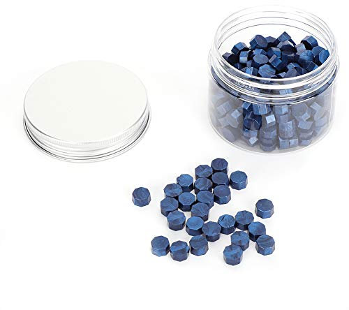200 Stück Siegelwachs-Pellets, Retro-Bürozubehör mit Transparentem Etui für Umschläge, Dokumente, Hochzeitseinladungen (BLUE)