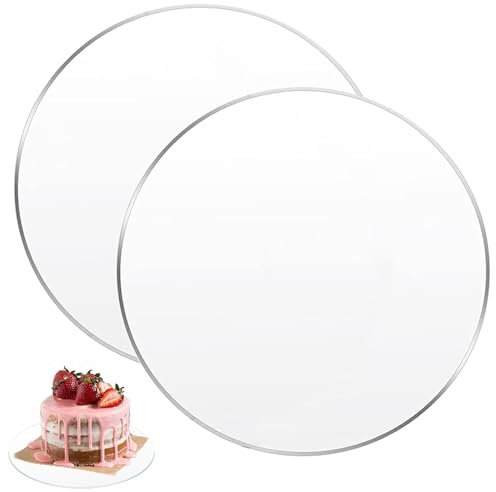 Plato Acrílico para Tartas, 2 Piezas Platos para Tartas, Ø 30 cm Redondas para Tartas, Molde de 2 mm de Grosor con Película Protectora para Servir Tartas, Transportar Tartas y Pasteles, Transparente