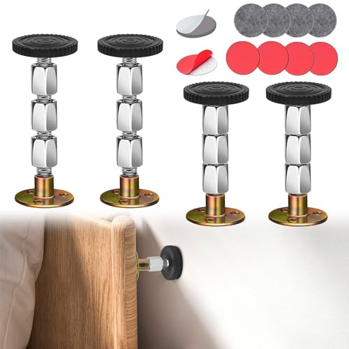 Rierousy 4 Pezzi Telaio Letto Anti Shake 33-111mm, Distanziatore da Muro per Letto Regolabil, Distanziatore da Muro per Testata, Trave Centrale di Supporto per Letti, Divani, Tavoli