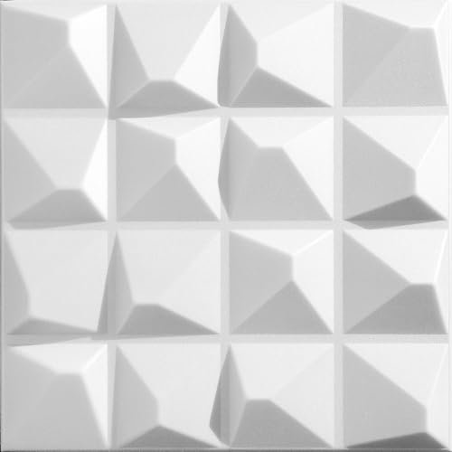 Deccart - 3D Wandpaneele 50x50 cm - Paneele Wand Wall Panels Deko Wandverkleidung Innen Panel Deckenverkleidung Decke Deckenpaneele Platten Styropor EPS-Polystyrol Krysztal 8 m², 32 Stück,weiß