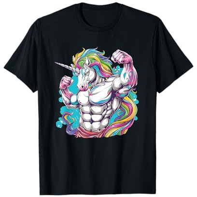 Bodybuilder Einhorn als griechischer Gott Muskeln Gym Sport T-Shirt