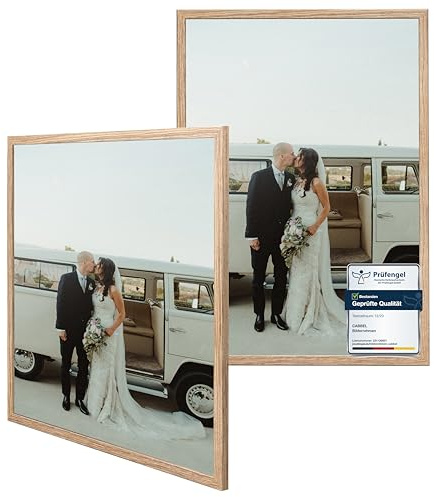 CABBEL 2x Bilderrahmen 60x80 cm Eiche Rahmen 2-Pack | Dokumentenrahmen, Collage, Poster | MDF Holz-Posterrahmen Acrylglas | Picture Frame, Puzzlerahmen, Bilder, Fotorahmen zum Aufhängen
