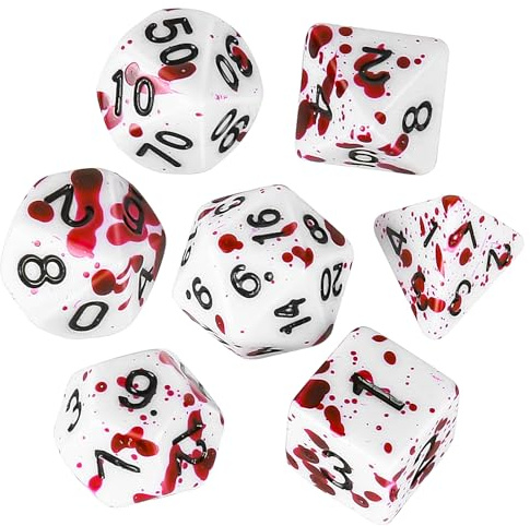 OriCraft Vampir-Würfel, D20, rote Punkte, DND-Würfel-Set, realistisch, Halloween, Dungeons and Dragons