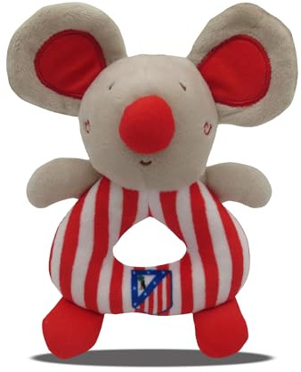 CyP Brands- Atlético de Madrid, Sonajero, Accesorios para bebés, Peluche, Muñeco bebé, Color Rojo, Producto Oficial