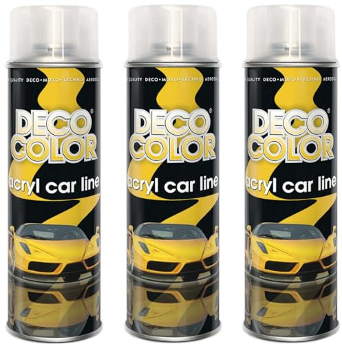 DECO COLOR 3er Sparpack ACRYL-CAR-LINE KLARLACK MATT in 500ml anwendbar für Felgenlacke (3 Dosen 500ml Klarlack Matt)