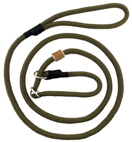 Romneys Moxonleine Melrose 170 cm – Retrieverleine für Training & Spaziergänge, Verstellbar & Robust, Hundeleine ohne Halsband, Ideal für Jagd & Sport (Oliv)