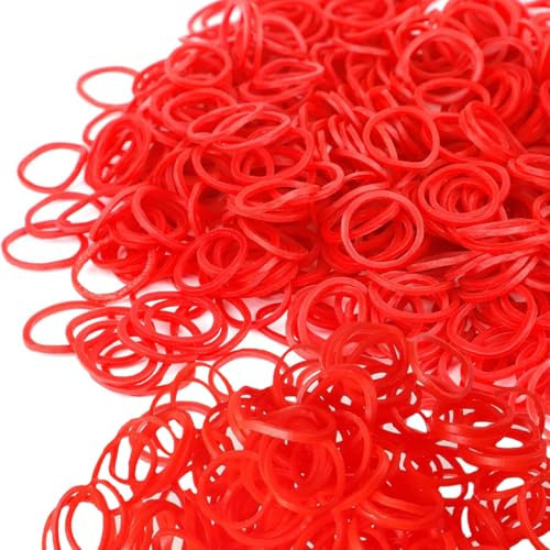 1000 Pcs Mini Rubber Bands 20mm Rubber Band Stretchable Rubber Elastic Band Soft Elastic for Braids Hair and Home Office (Red)