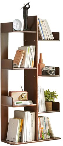 AIZYR Wooden Floor Standing Bookshelf Open Bookcase, Tall Etagere Bookcase Bookshelves for Kids&Adults, Storage Shelves for Bedroom,Living Room,4 Tier