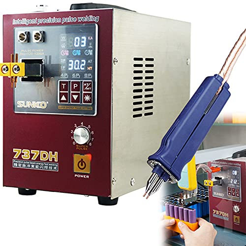737DH Saldatrice a punti a batteria, saldatrice a impulsi per batterie al litio 18650 14500 Il pacco batteria funziona con strisce di nichel Funzione di ritardo intelligente da 0,35 mm, 220 V