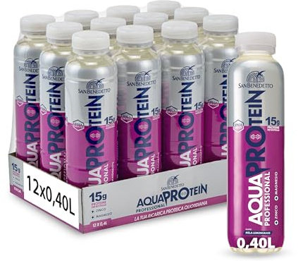 San Benedetto Aquaprotein, Bevanda con alto contenuto di proteine in Acqua Minerale, più Zinco e Magnesio, Proteine Ready to Drink, 12x400ml
