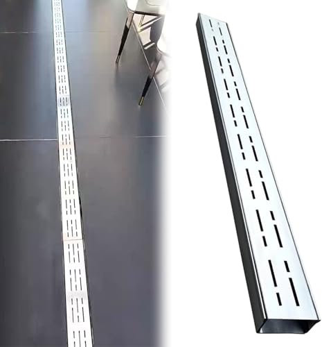 Ablaufgitter Abflussgitter Schlanke Rinnen-Abflussgitterabdeckung, Grabenabfluss für Auffahrt-Metallgitter, Entwässerungsrinnen und -gitter, abnehmbares französisches Abflussset für Pflastersteine(Wit