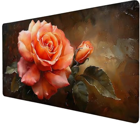Mauspad Rose, Mauspad XXL 1000x500 mm, Großes Schreibtischunterlage mit Retro Motiv, Gaming Mousepad mit Einer Speziellen Oberfläche Verbessert Geschwindigkeit und Präzision, für Spiel, Zuhause L-9