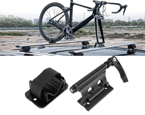 Rails Toit Voiture Barre Toit Porte-Fourche De Vélo Support De Fourche Avant À Dégagement Rapide + Support De Roue Arrière Support Toit pour Le Stockage Vélo sur Toit Universel