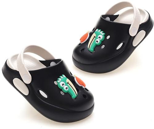 ZYLDK Enfants Sabots et Mules Fille Garçon Respirante Pantoufles Maison Clog Chaussures de pour Piscine de Jardin Été,Noir&Blanc