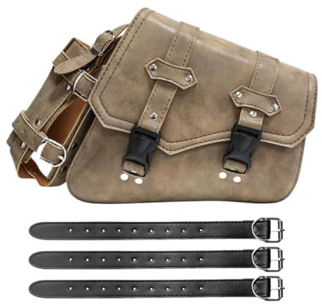 Leder & Satteltaschen Universal Motorrad Satteltasche Vintage Schnalle Wasserflasche Tasche Aufbewahrungstasche Seite Reise Werkzeugtasche Wasserdichtes PU Leder Motorradgepäck(BK Right)