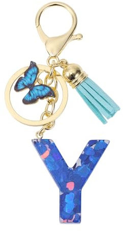CAPASTEC Porte-Clés Lettre Y Papillon Bleu 1 Pièce Pour Sac Maison Résine