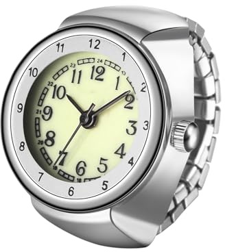 OIDEA Orologio da donna con anello elastico – Orologi da dito rotondo al quarzo analogici in scala di numeri arabi in acciaio inox regali per mamma fidanzata, argento