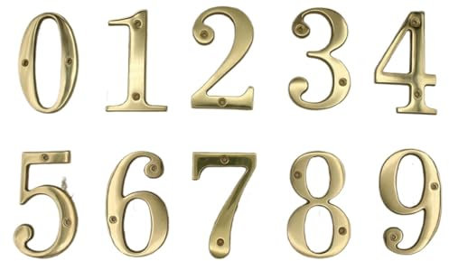 Numero civico galleggiante， numero civico in metal 1 pz 4 pollici ottone rame porta di casa decorazione numero numeri porta d'ingresso(10CM-6CM Number 5)