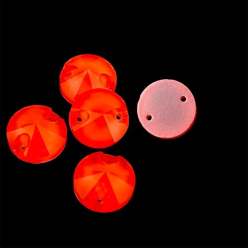 Flache Rivoli-Form Nähsteine, flache Rückseite, Strasssteine zum Aufnähen, für Kleidung, Schuhe, Taschen, Hyazinthe, Neon, 14 mm, 36 Stück