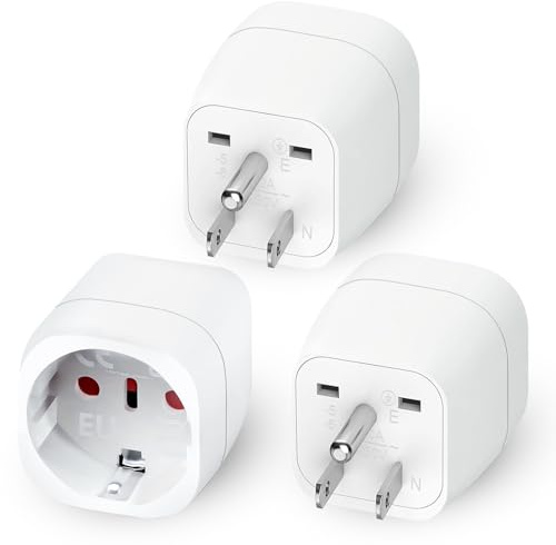 3 Stück US-Steckdosenadapter, 2500 W Universal-Reiseadapter, Reiseadapter für USA/Kanada/Mexiko, Konverter Europa auf amerikanische Steckdose für Reisen, Studium, Arbeit, Typ B, Weiß