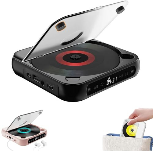 Lettore CD Bluetooth portatile, suono Hi-Fi, riproduzione wireless e cablata, batteria ricaricabile, lettore CD con Bluetoth e USB, supporta cuffie Bluetoth