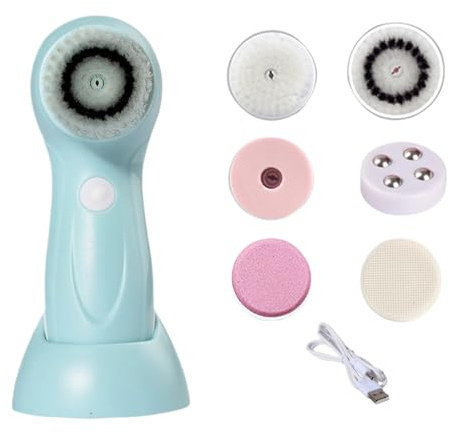 Brosse Nettoyante Visage | Brosse Exfoliante Électrique avec 6 Têtes,Appareil Rechargeable de Nettoyage et Massage pour Peau du Visage et Corps