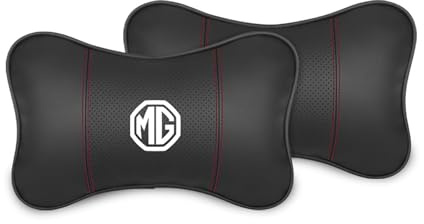 2PCS Auto Nackenkissen, für MG HS 2018-2023 2024 2025 Autokissen Aus Leder Und Memory Foam Reisekissen Zur Nackenstütze Kopfstütze Autositz,A