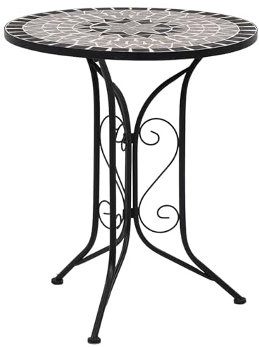 Tidyard Mesa de Bistró Mosaico Negro y Gris 60x70 cm - Fácil Montaje y Resistente Modelo YFXLRZJ-46715ES