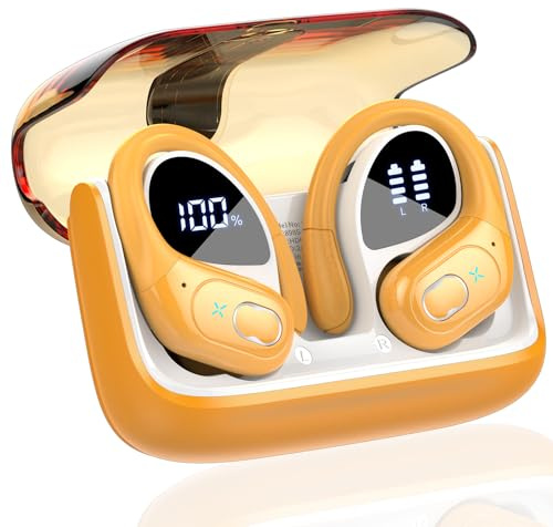 Aptkdoe Écouteurs sans Fil 75 Heures, Écouteurs Bluetooth 5.4 2026, Stéréo, Casque Supra-auriculaire avec Arceau, Micro ENC, Jaune