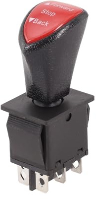 Interrupteur à bascule à glissière 6 broches DPDT avec 3 positions d'action avant/arrêt/arrière, borne métallique en plastique pour AC 250 V 16 A, noir/rouge (rouge)