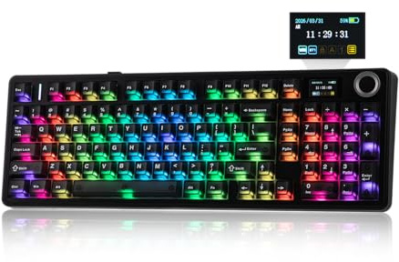 EPOMAKER Aula F99 MAX Wireless Mechanical Keyboard, Smart Screen & Knob, 8000mAh, 2.4Ghz/BT Creamy Keyboard, Pre-Lubed Switch, Hot-Swappable, RGB Backlit, Custom Software (Black)