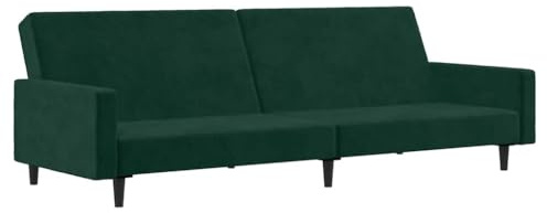 pokgdf Klappsofa mit Samtbezug als Schlafsofa mit Bettfunktion, Zweisitzer Schlafcouch in Dunkelgrün mit robustem Holzrahmen, Sofa Bett für Gästezimmer zum Ausziehen für kleine Wohnungen
