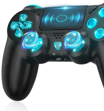 Lapezei Wireless RGB Controller für PS-4, Kompatibel mit PS-4 Pro/Slim/PC, Kabellose Gamepad mit Turbo, Touchpanel, Dual Vibration, 6-Achsen Gyro Sensor, 3.5-mm-Audiobuchse