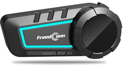 FreedConn KY V2 Motorbike Helmet Bluetooth 6.0 Headset, Dual-Channel Mix, Music Sharing, 500m 2-Way Motorcycle Intercom, Smart Noise Reduction, Dual Phone Connection, Voice Assistant, 1 Pack