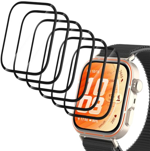 Hianjoo 6 Piezas Protector Pantalla Compatible con Huawei Watch Fit 5 Pro, Fit 5 Pro Protector de Pantalla Premium Cobertura Completa Film Láminas [Resistente a Rayones Anti-Shatter]