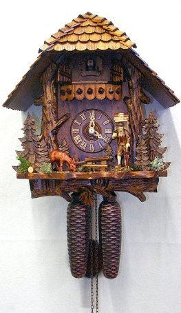 August Schwer Kuckucksuhr Baumstamm, Uhrenträger