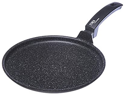 Moneta Piastra Alluflon Etnea, antiaderente in alluminio effetto pietra, 24 cm, nera (non a induzione)