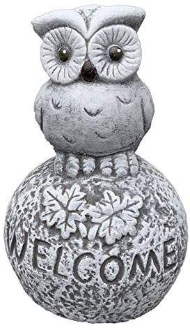 Stone and Style Stenfigur uggla på boll Welcome frostad trädgårdsfigur