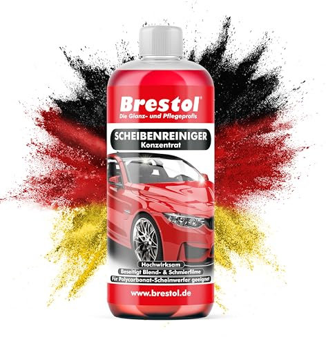BRESTOL® Scheibenreiniger-Konzentrat für Autos 1000 ml - Für klare Sicht ohne Schlieren – Ergiebiger Reiniger mit starker Reinigungskraft – Ergibt über 200 Liter gebrauchsfertigen Scheibenreiniger