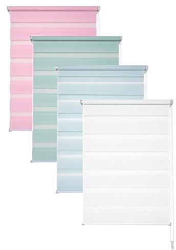 Garduna Doppelrollo - 45 x 150 cm Pastell Grün - Duo-Fenster-Rollo mit Klemmträger/Klemmfix ohne Bohren