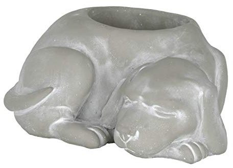 Classic Home and Garden Cement Buddies Pot de Fleurs d'intérieur et d'extérieur avec Trou de Drainage, Chien endormi, Taille S, Gris Naturel, 17,8 cm