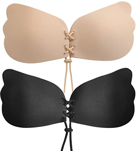 MELLIEX 2 stycken lim BH, bärlös Push Up BH osynlig silikon självhäftande BH för ryggfri aftonklänning