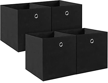 BALLSHOP 4/8/10/12 Pezzi scatole pieghevoli 32 x 32 x 32 cm, organizer pieghevole per giocattoli, in tessuto, con foro per le dita (4 Pezzi Nero)