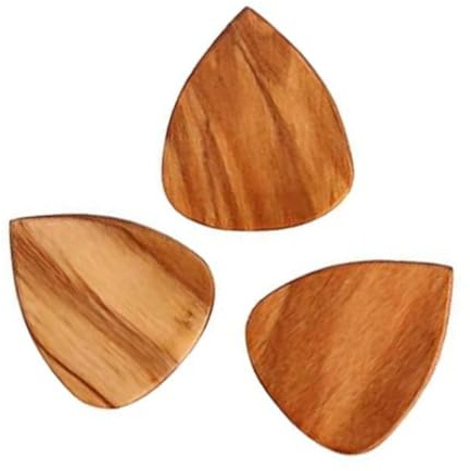 Alnicov 3 Pcs Wooden Guitar Picks, Wood Guitar Plectrums For Electric, Acoustic, or Bass Guitar - Olive Wood