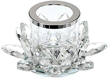 SUMTREE Clear Crystal Lotus Candle Tealight Holder for Home Decorate Office Wedding Table Centerpiece