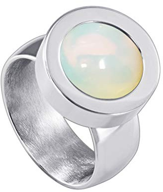Quiges Ring Silber Edelstahl Glänzend 12mm Mini Coin Halter Wechselring und Austauschbar Opal Coin in Größe 22mm