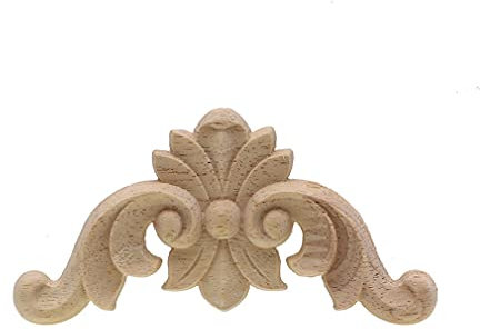 1 Stück einzigartige natürliche Holzfiguren mit floralem Muster, geschnitzt, für Ecken, Rahmen, Wand, Tür, Möbel, Holzschnitzerei, dekorativ, 6 cm x 6 cm