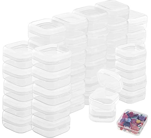 Qixuer Scatola Di Plastica Trasparente Con Coperchio, 50 Contenitore Per Arte, Pillole E Perline