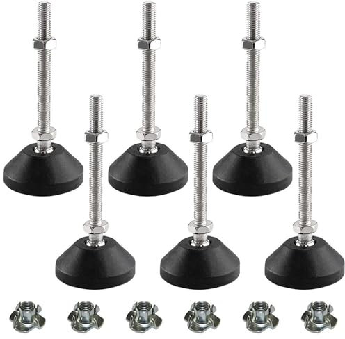 SHUIOG Lot de 6 pieds réglable M10 x 80 mm - Vis de réglage - Pied de meuble - Peut porter - Pieds réglables - Vis réglables - Pied réglables - Inclinaison maximale de 20 ° (6PCS M10 x 80mm x Ø40mm)