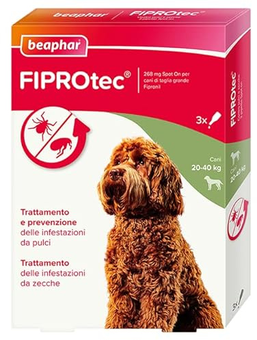Beaphar FIPROtec Antiparassitario per Cane Taglia Grande (20-40 Kg), Protegge da Pulci e Zecche - In Confeziona da 3 Pipette